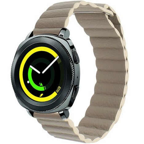 Curea piele Smartwatch Samsung Galaxy Watch 4, Watch 4 Classic, Gear S2, iUni 20 mm Kaki Leather Loo