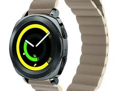 Curea piele Smartwatch Samsung Galaxy Watch 46mm, Samsung Watch Gear S3, iUni 22 mm Kaki Leather Loo